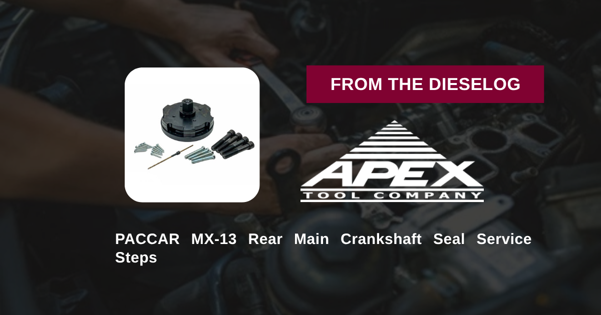 Step-by-step close up layout of M50164 installer plate mounted on a PACCAR MX-13 rear crankshaft flange